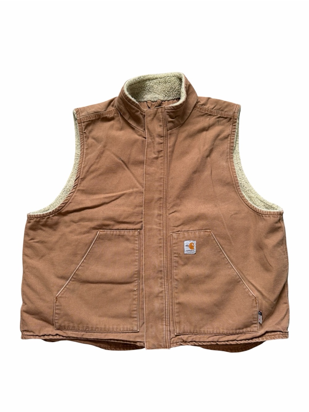 Carhartt FR Sherpa Lined Utility Work Mock Neck Vest Brown Outdoor Cat 4 2XL
